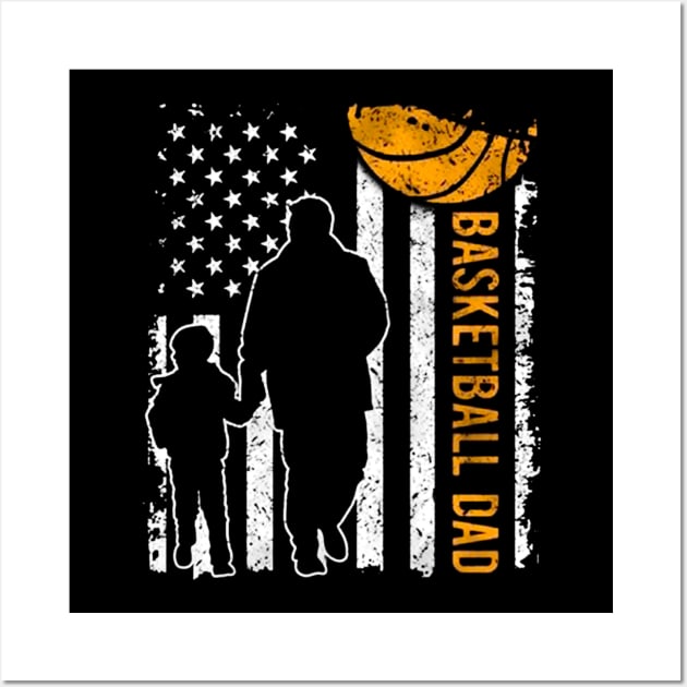 American Flag Basketball Dad And Son Gift T-shirt For Men Boys Kids Wall Art by darius2019